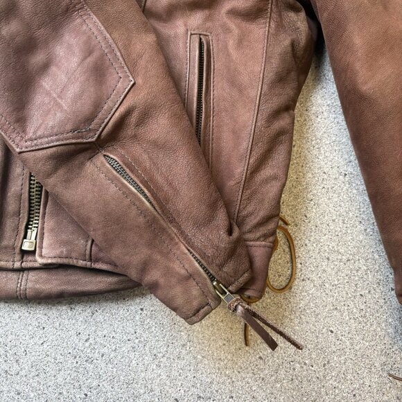 Vintage Walter Dyer Brown Leather Jacket Mens 36 Biker Motorcycle Riding USA - Picture 10 of 16